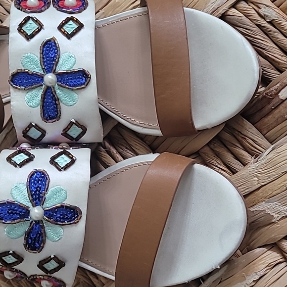 🥀 TORY BURCH ESTELLA EMBELLISHED SHORT HEELS SANDALS. - Picture 5 of 16